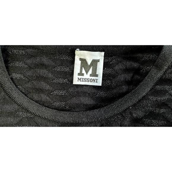 VALENTINO MISSONI BLACK OPEN STYLE KNIT SHIFT MINI DRESS LONG SLEEVE EU 42 - Picture 6 of 11